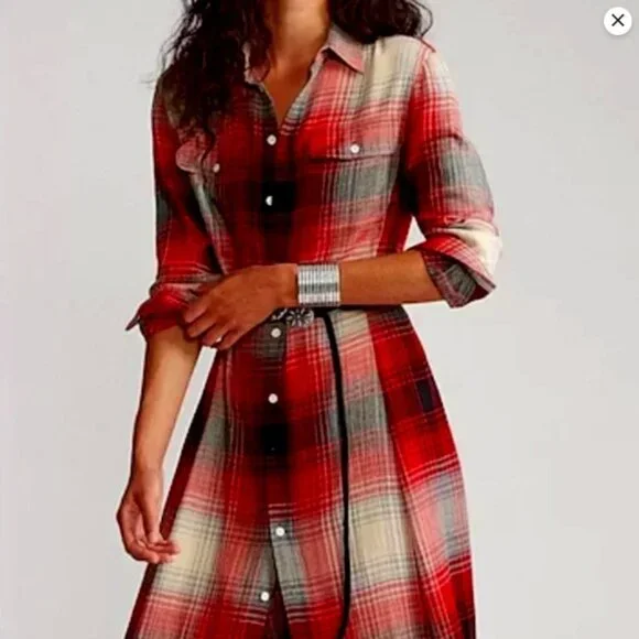 Polo Ralph Lauren | Dresses | Polo Ralph Lauren Red Plaid Belted Shirt Dress  Size 2 Nwt | Poshmark